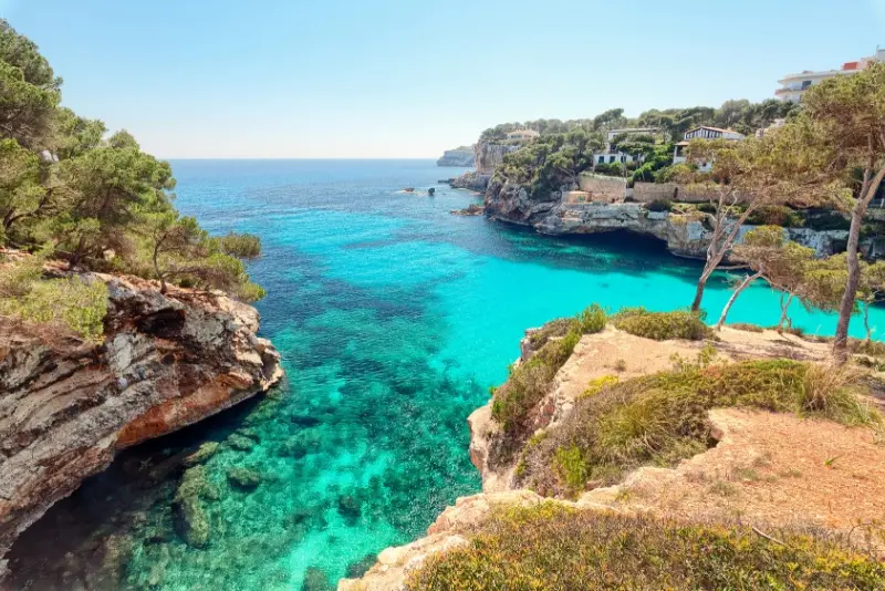 Turquoise seas and craggy cliffs on Mallorca, Spain