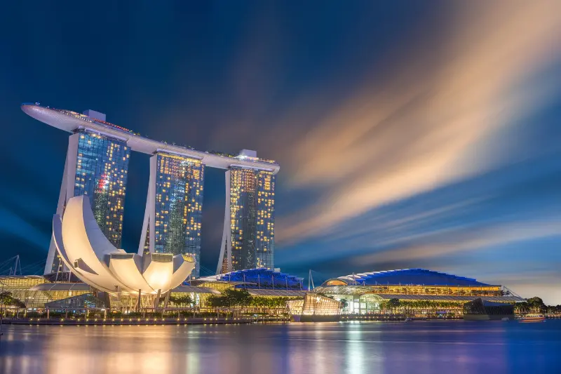 Marina Bay Sands hotel at dusk